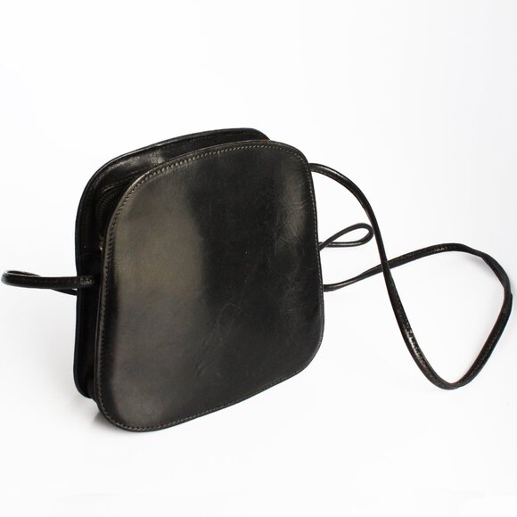 Vintage Ann Taylor Black Leather Bag Crossbody Purse Box Calfskin - Picture 6 of 9